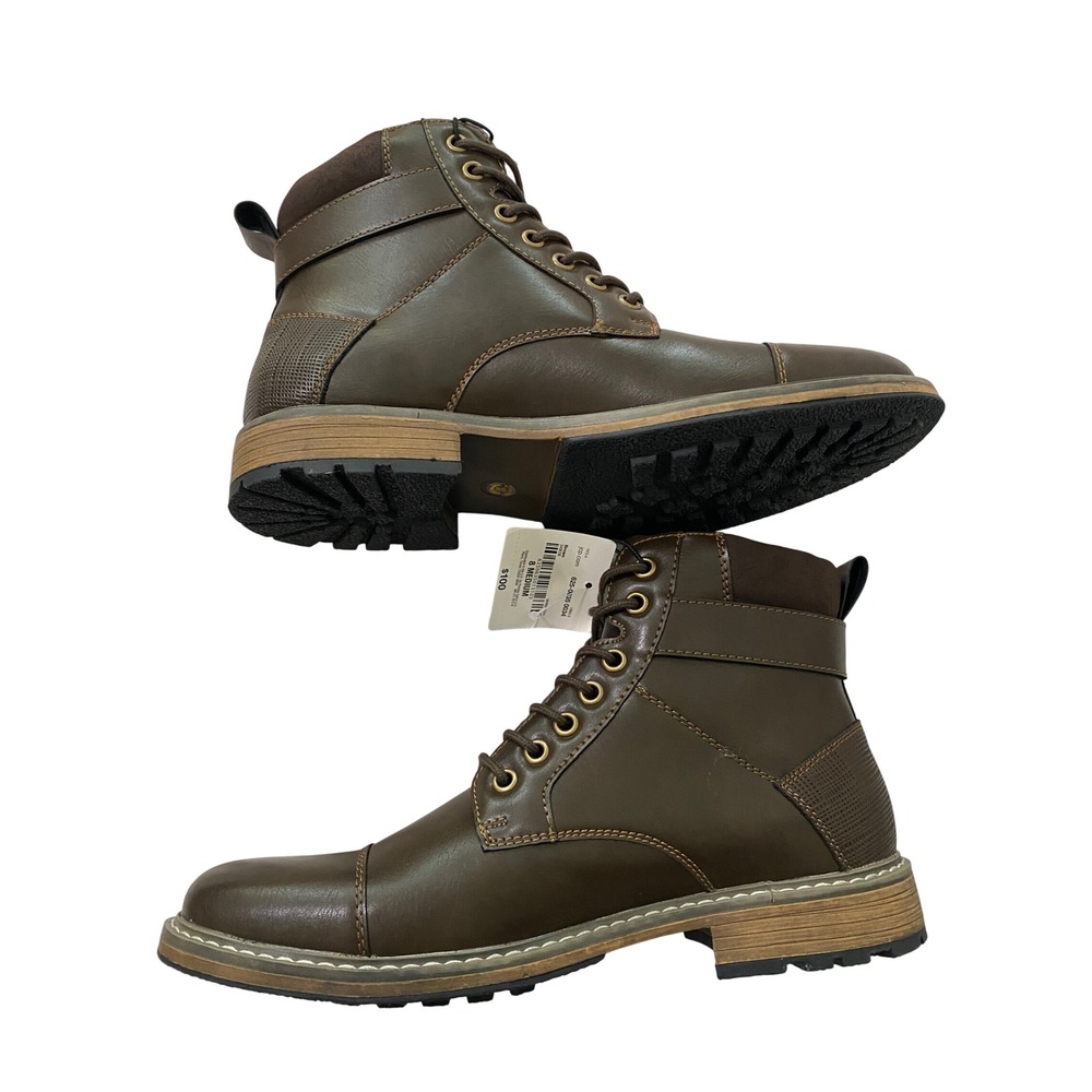 J. Ferrar Slate Brown Cap Toe Buckle Combat Boots Men’s 8 M Memory Foam - Picture 5 of 9